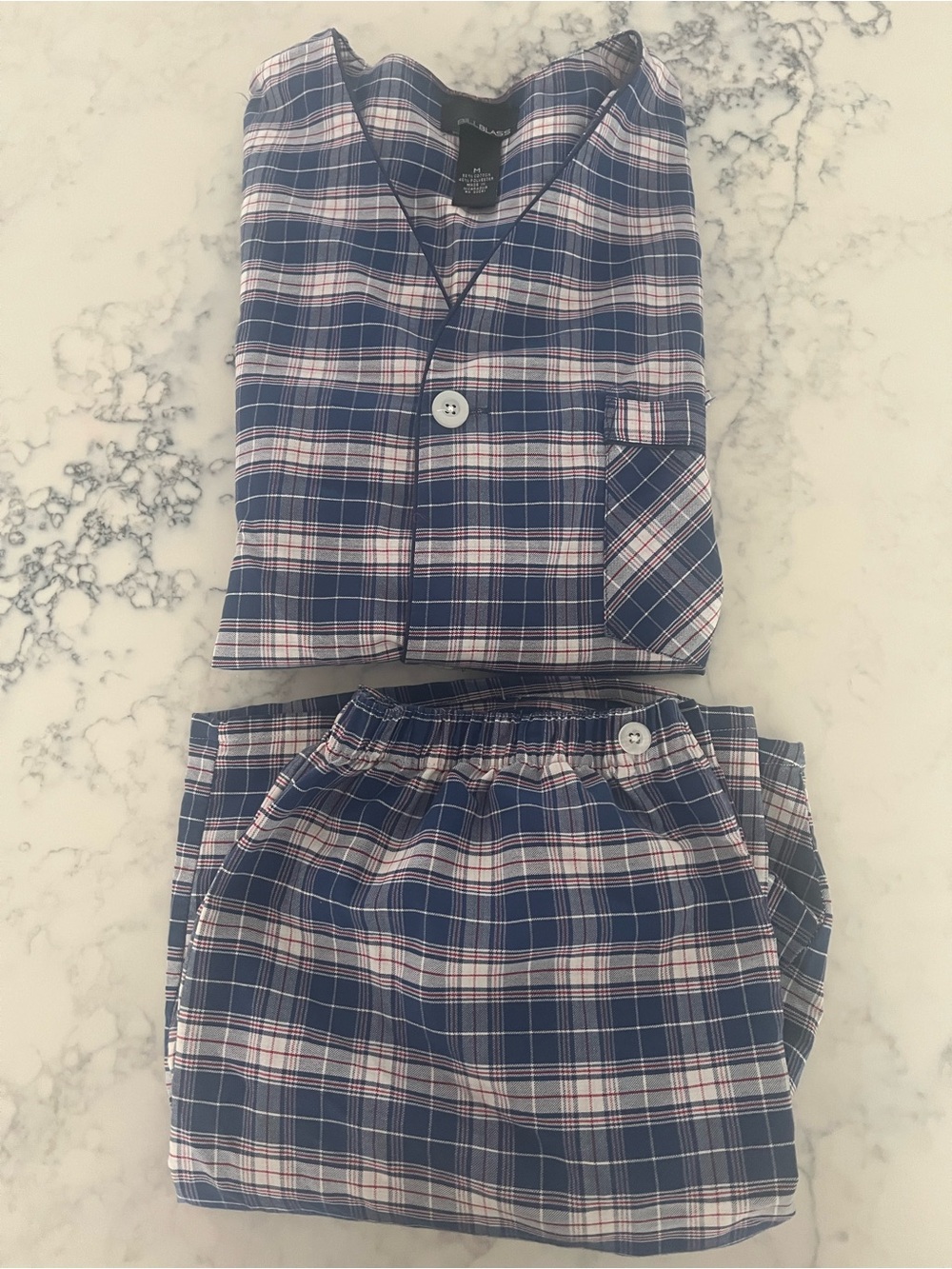 Vintage Bill Blass Pajama Set Men's Medium Plaid Top & Shorts